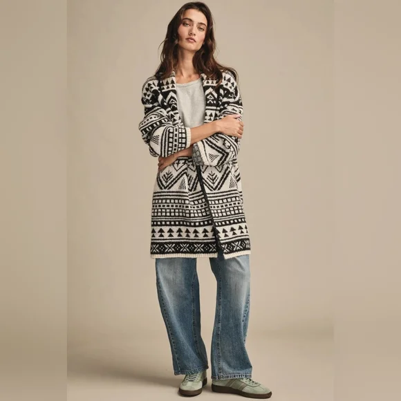 Lucky Brand Aztec Wool Fairisle Shawl Cardigan NWT XS S, M, L XL - Picture 10 of 10